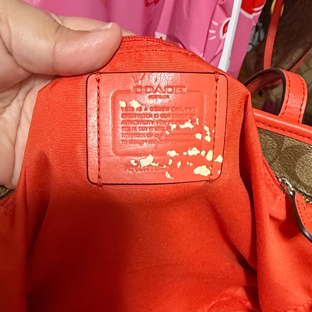 Coach City Tote Bag Tan & Orange - Picture 10 of 11
